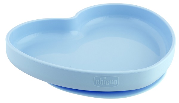 CHICCO PIATTO CUORE VENTOSA SILICONE BLU - Farmastop