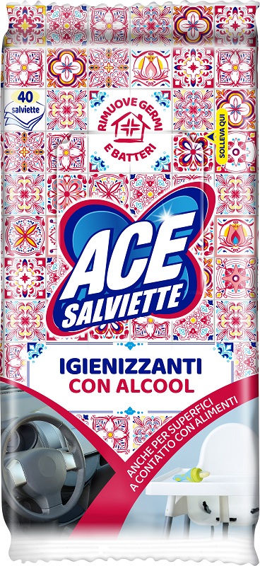 ACE SALVIETTE IGIENIZZANTI ALCOOL 40 PEZZI - Farmastop