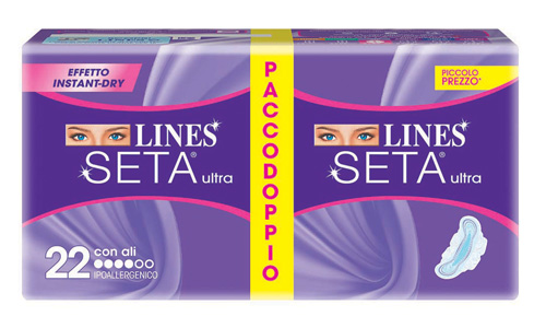 LINES SETA ULTRA ASSORBENTE CON ALI 22 PEZZI - Farmastop