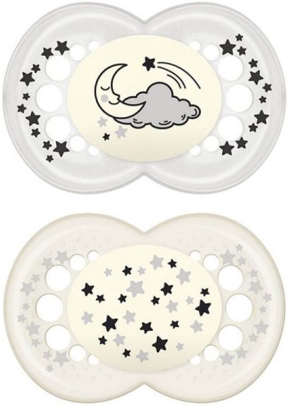 MAM SUCCHIETTO ORIGINAL NIGHT 6+ MESI SILICONE NEUTRO 2 PEZZI - Farmastop