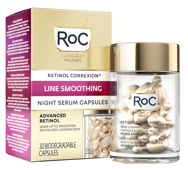 ROC RETINOL CORREXION LINE SMOOTHING SIERO VISO NOTTE 30 CAPSULE - Farmastop