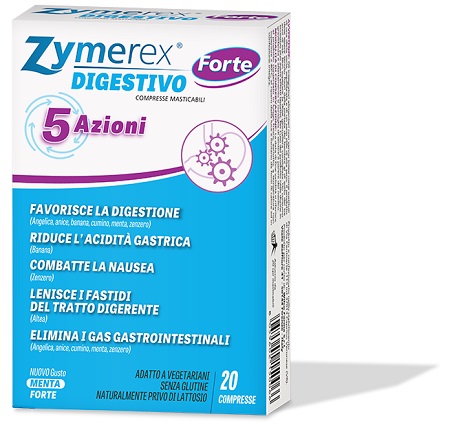 ZYMEREX DIGESTIVO FORTE 5 AZIONI 20 COMPRESSE MASTICABILI - Farmastop
