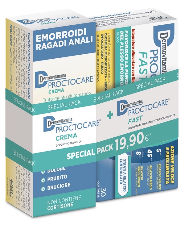 DERMOVITAMINA PROCTOCARE BIPACK PROCTOCARE FAST 30 COMPRESSE + PROCTOCARE CREMA 30 ML - Farmastop