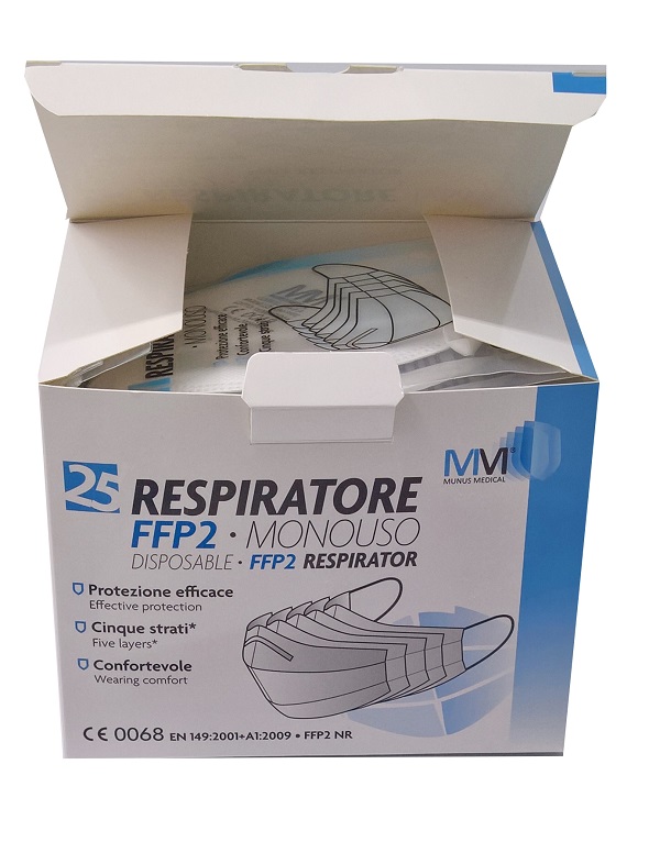 RESPIRATORE MUNUS MEDICAL FFP2 25 PEZZI - Farmastop