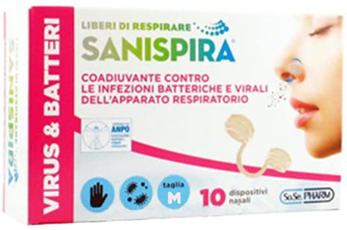 SANISPIRA VISUR & BATTERI FILTRO NASALE MEDIUM 10 PEZZI - Farmastop