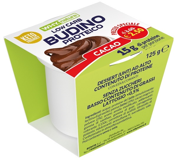 WHYNATURE BUDINO PROTEICO CACAO 125 G - Farmastop