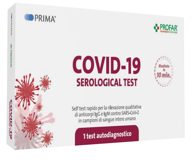 TEST SIEROLOGICO RAPIDO COVID-19 PROFAR PRIMA AUTODIAGNOSTICO DETERMINAZIONE QUALITATIVA ANTICORPI IGG/IGM ANTI SARS-COV-2 NEL SANGUE MEDIANTE IMMUNOCROMATOGRAFIA - Farmastop