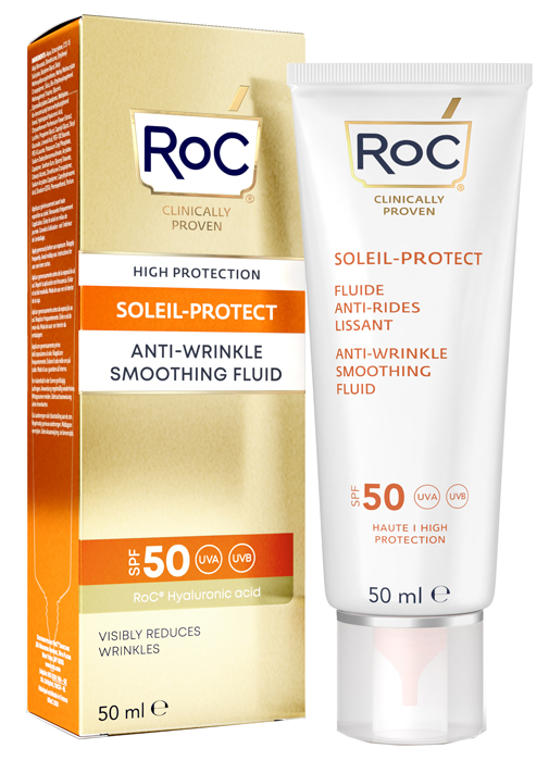 ROC FLUIDO SOLARE VISO SPF 50+ ANTI-RUGHE LEVIGANTE  50 ML - Farmastop