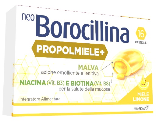 NEOBOROCILLINA PROPOLMIELE+ MIELE/LIMONE 16 PASTIGLIE - Farmastop