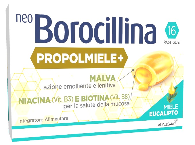 NEOBOROCILLINA PROPOLMIELE+ MIELE/EUCALIPTO 16 PASTIGLIE - Farmastop