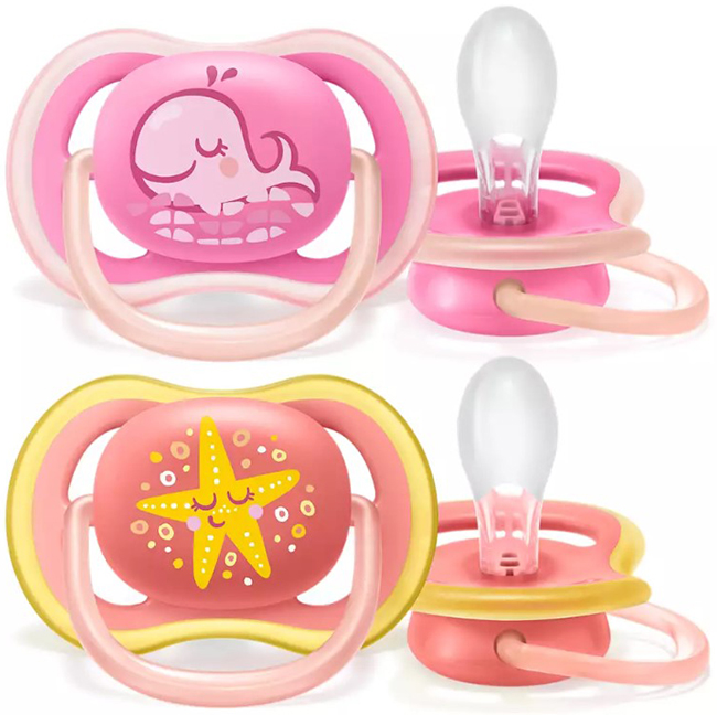 AVENT ULTRA AIR SUCCHIETTO BALENA/STELLA FEMMINA 6-18 MESI 2 PEZZI - Farmastop