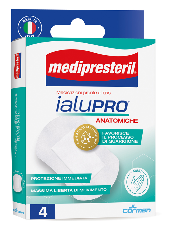 MEDIPRESTERIL IALUPRO MANI 5X7,5 CM 4 PEZZI - Farmastop