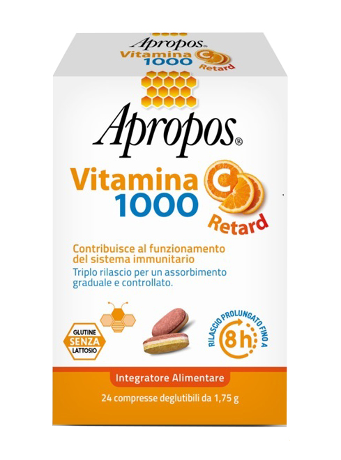 APROPOS VITAMINA C 1000 A RILASCIO PROLUNGATO 24 COMPRESSE DEGLUTIBILI - Farmastop