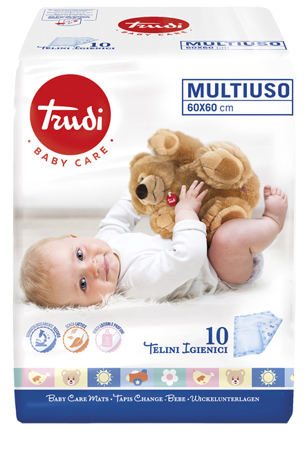 TRUDI BABY CARE TELINI MULTIUSO 60X60 CM 10 PEZZI - Farmastop
