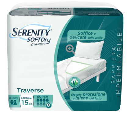 SERENITY TRAVERSA SD SENSITIVE SUPER 60X90 CM 15 PEZZI - Farmastop