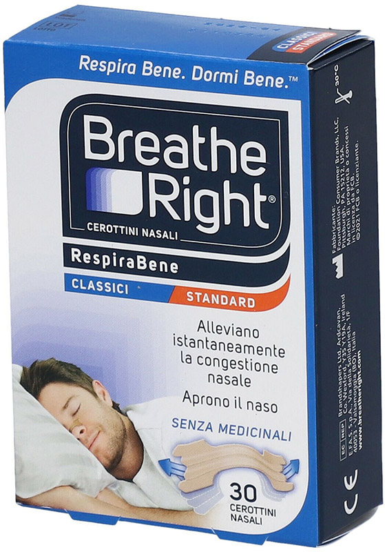 CEROTTI NASALI BREATHE RIGHT CLASSICI 30 PEZZI - Farmastop