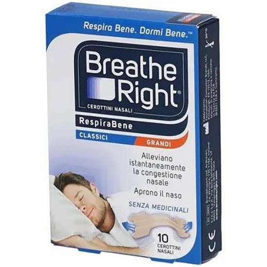 CEROTTI NASALI BREATHE RIGHT CLASSICI GRANDI 10 PEZZI - Farmastop