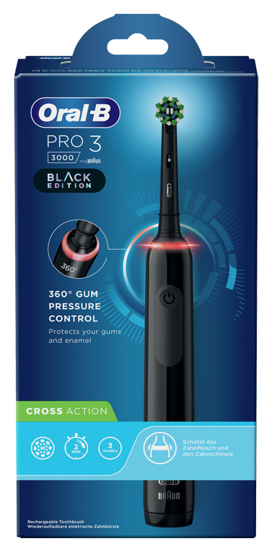 ORALB PRO3 BLACK CROSSACTION SPAZZOLINO ELETTRICO - Farmastop