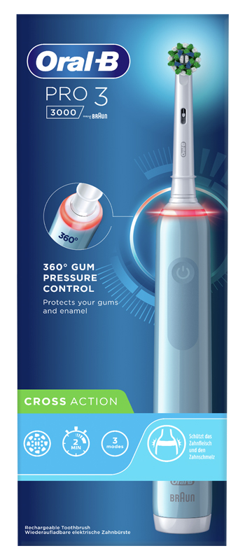 ORALB PRO3 BLUE CROSSACTION SPAZZOLINO ELETTRICO - Farmastop