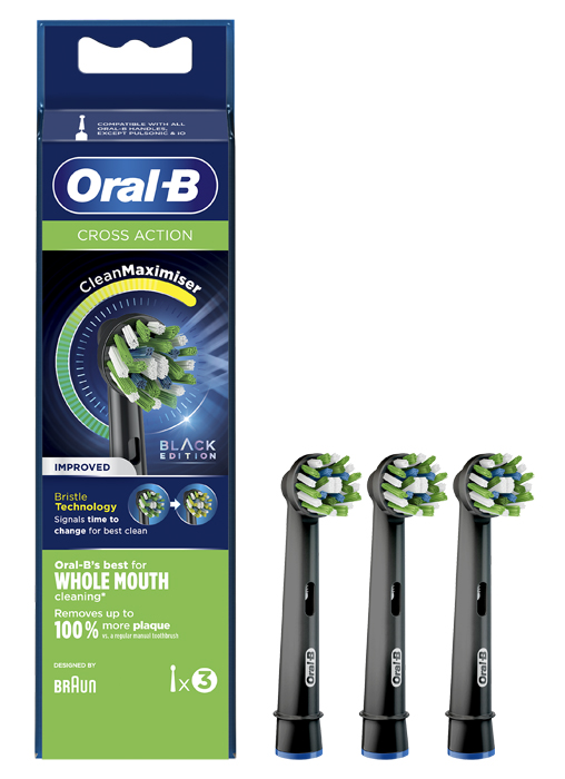 ORALB CROSS ACTION BLACK EB50 TESTINE PER SPAZZOLINO ELETTRICO 3 PEZZI - Farmastop
