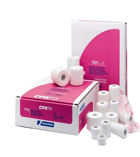 FARMABAN CPK FIX LATEX FREE 10CM X 20M BENDA ELASTICA COESIVA DI FISSAZIONE LATEX FREE DISPENSER BOX 16 PEZZI - Farmastop
