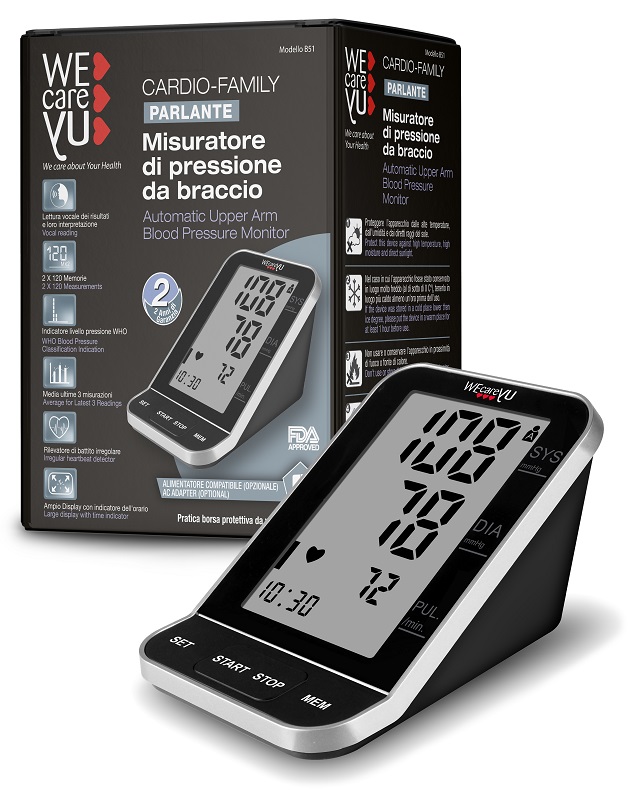 MISURATORE DI PRESSIONE DA BRACCIO PARLANTE WECAREYU CARDIO FAMILY - Farmastop