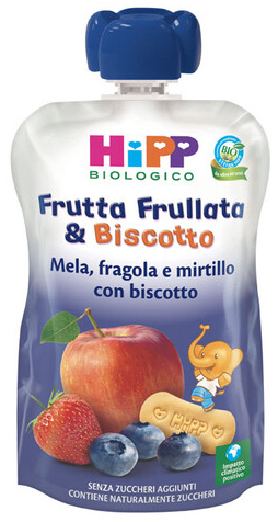 HIPP BIO FRUTTA FRULL&BISCOTTO MELA FRAGOLA MIRTILLO BISCOTTO 90 G - Farmastop