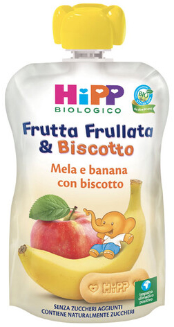 HIPP BIO FRUTTA FRULLATA&BISCOTTO MELA BANANA BISCOTTO 90 G - Farmastop