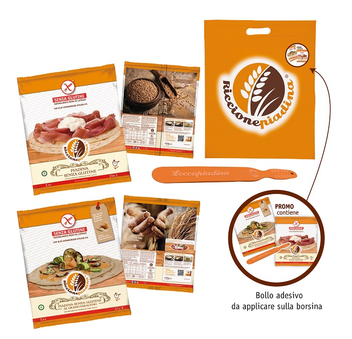 KIT SENZA GLUTINE FUORI FRIGO RICCIONE PIADINA 2X125 G + RICCIONE PIADINA GRANO SARACENO 2X125 G - Farmastop