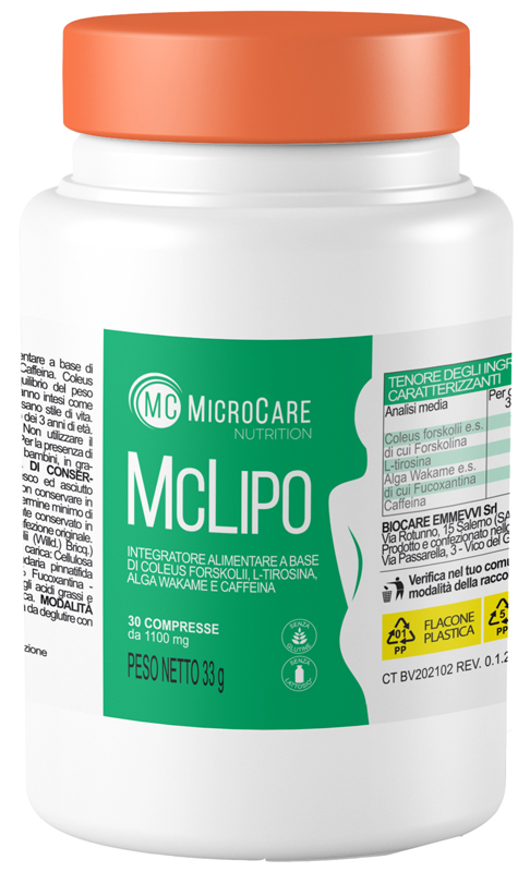 MICROCARE NUTRITION MC LIPO 30 COMPRESSE DA 1100 MG - Farmastop