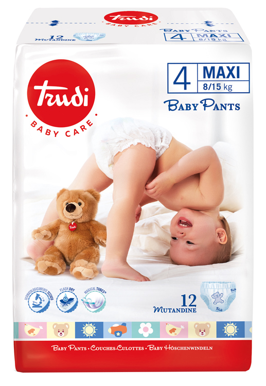 TRUDI BABY CARE PANTS MAXI 8/15KG 12 PEZZI - Farmastop