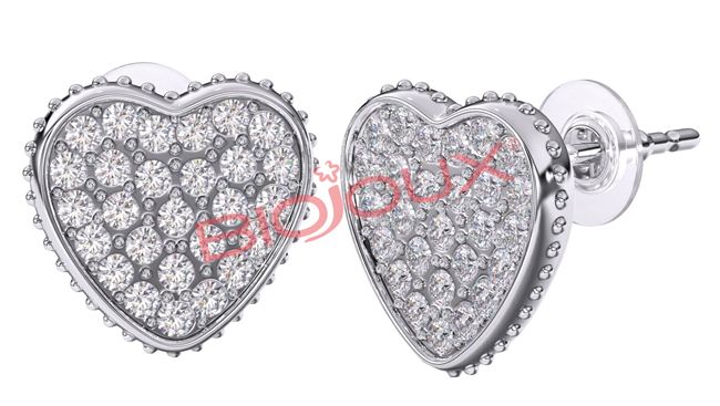 BJT256 ORECCHINO HEART CRYSTALS 10 MM - Farmastop