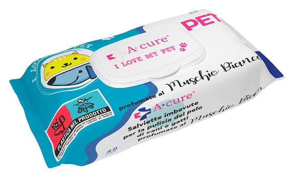 A+CURE I LOVE MY PET SALVIETTE POP-UP MUSCHIO BIANCO 40 PEZZI RICARICA - Farmastop