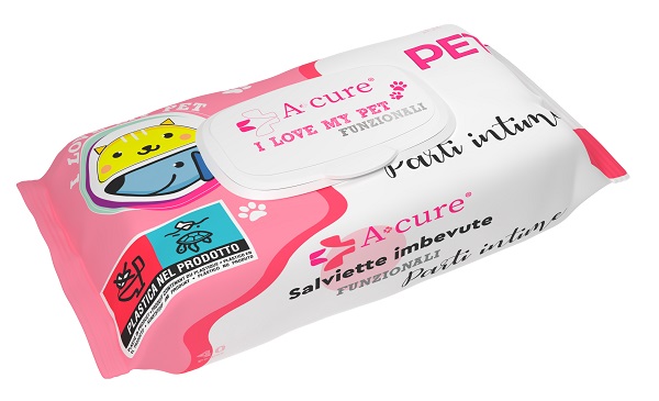 A+CURE I LOVE MY PET FUNZIONALE SALVIETTE POP-UP PARTI INTIME 40 PEZZI RICARICA - Farmastop