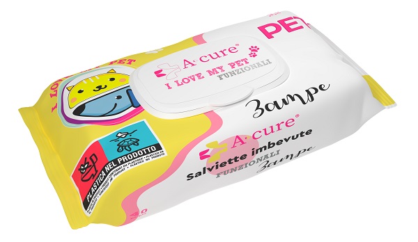 A+CURE I LOVE MY PET FUNZIONALE SALVIETTE POP-UP ZAMPE 40 PEZZI RICARICA - Farmastop