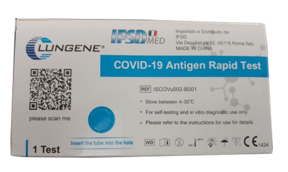 TEST ANTIGENICO RAPIDO COVID-19 CLUNGENE AUTODIAGNOSTICO DETERMINAZIONE QUALITATIVA ANTGENI SARS-COV-2 IN TAMPONI NASALI MEDIANTE IMMUNOCROMATOGRAFIA - Farmastop