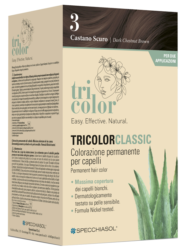 TRICOLOR CLASSIC 3 CASTANO SCURO 2 TUBI 50 ML + 2 SHAKER 50 ML + 4 BUSTINE 8 ML - Farmastop