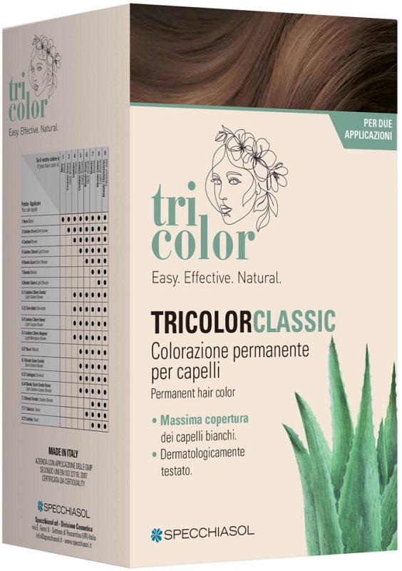 TRICOLOR CLASSIC 5 CASTANO CAFFE' 2 TUBI 50 ML + 2 SHAKER 50 ML + 4 BUSTINE 8 ML - Farmastop