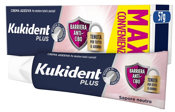 KUKIDENT PLUS BARRIERA ANTI-CIBO NEUTRO CREMA ADESIVA DENTIERE 57 G - Farmastop