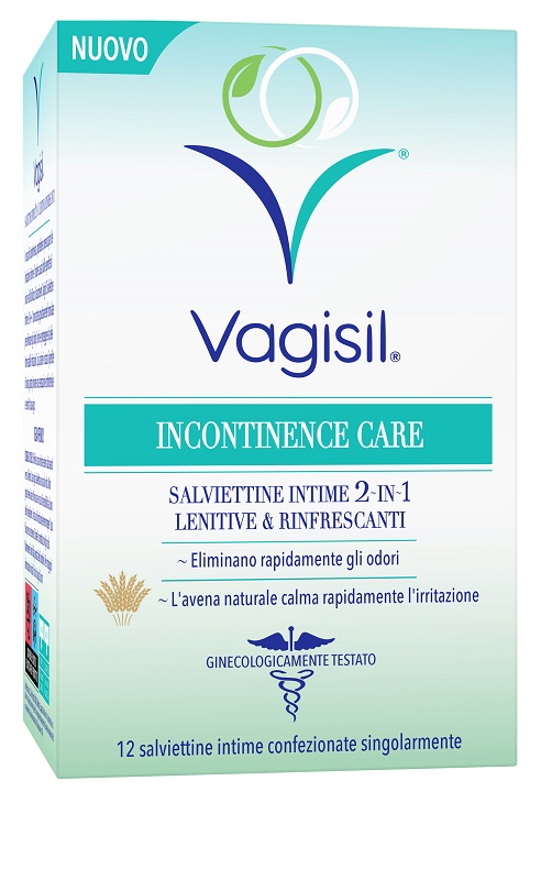 VAGISIL INCONTINENCE CARE SALVIETTINE INTIME 2IN1 LENITIVE & RINFRESCANTI 12 PEZZI - Farmastop