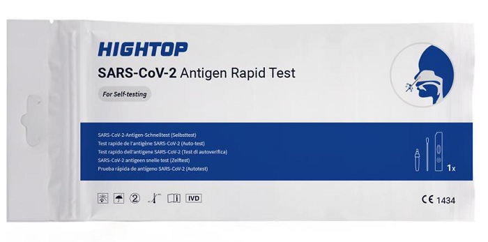 TEST ANTIGENICO RAPIDO COVID-19 HIGHTOP AUTODIAGNOSTICO DETERMINAZIONE QUALITATIVA ANTIGENI SARS-COV-2 IN TAMPONI NASALI MEDIANTE IMMUNOCROMATOGRAFIA - Farmastop