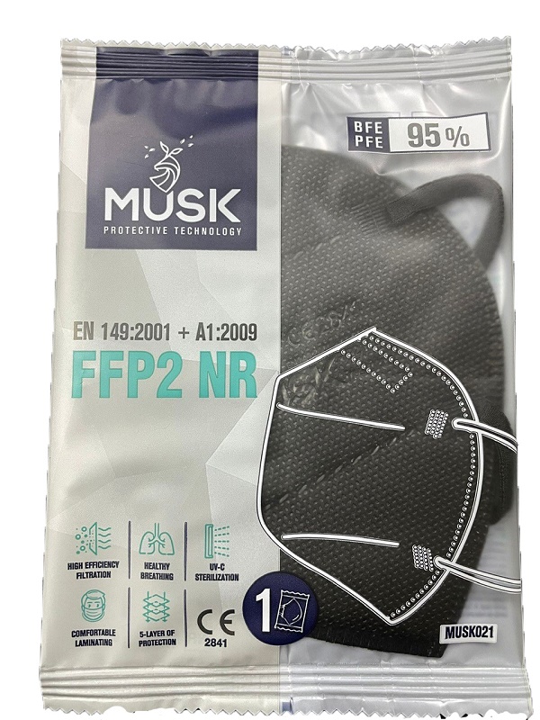 MUSK MASCHERINA FFP2 MUSK021 BLACK 1 PEZZO - Farmastop