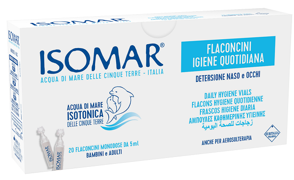 ISOMAR SOLUZIONE ISOTONICA ACQUA MARE IGIENE QUOTIDIANA 20 FLACONCINI MONODOSE 5 ML - Farmastop