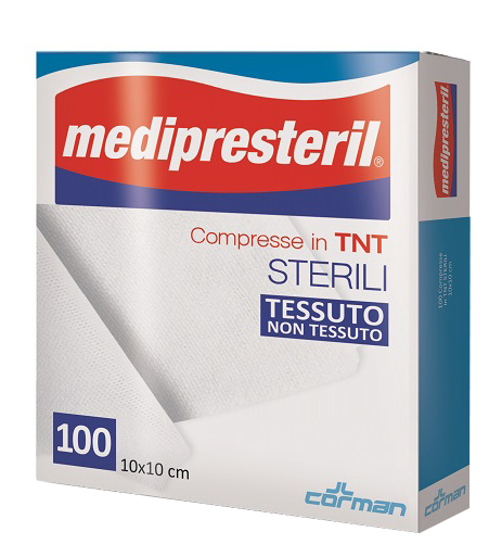GARZA COMPRESSA MEDIPRESTERIL TNT 10X10CM 100 PEZZI - Farmastop
