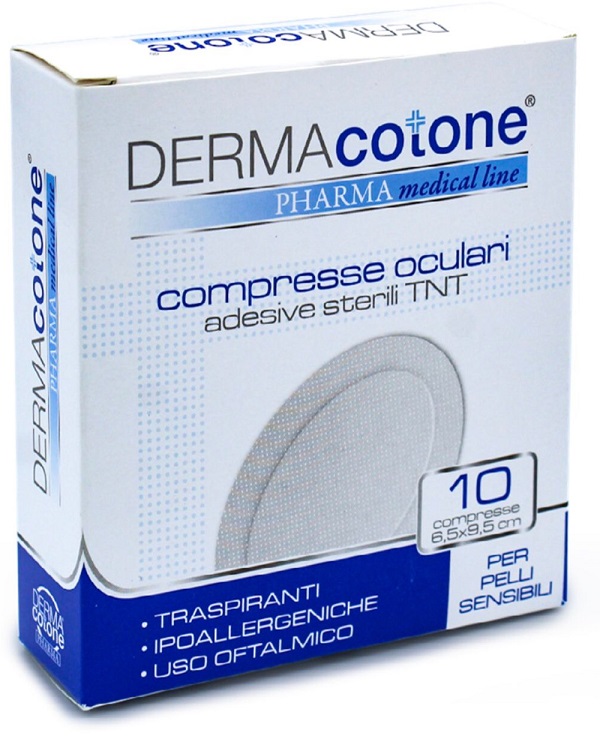 COMPRESSA OCULARE ADESIVA TNT DERMACOTONE 6,5X9,5CM 10 PEZZI - Farmastop