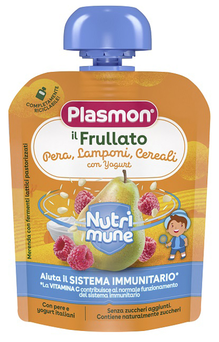 PLASMON NUTRI-MUNE PERA/LAMPONI E CEREALI CON YOGURT 85 G - Farmastop
