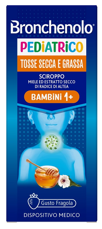 SCIROPPO BRONCHENOLO PEDIATRICO TOSSE SECCA E GRASSA DA 1 ANNO IN SU 120 ML GUSTO FRAGOLA SENZA COLORANTI ARTIFICIALI, SENZA ALCOL, SENZA OGM - Farmastop
