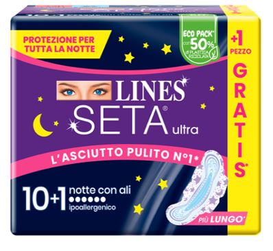 LINES SETA ULTRA ASSORBENTI NOTTE CP 10+1 PEZZI - Farmastop