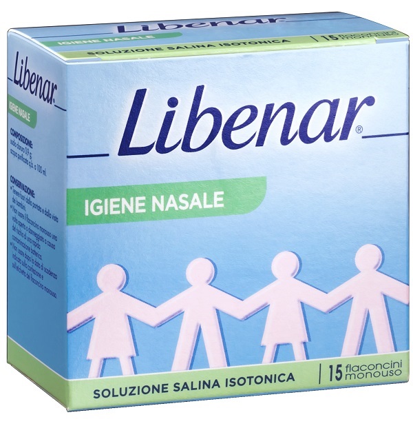 SOLUZIONE SALINA ISOTONICA 0,9% LIBENAR PER IGIENE NASALE 15 FLACONCINI MONOUSO X 5 ML - Farmastop