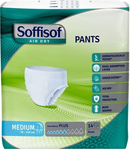 PANNOLONE PER INCONTINENZA SOFFISOF AIR DRY PANTS PLUS LARGE 14 PEZZI - Farmastop